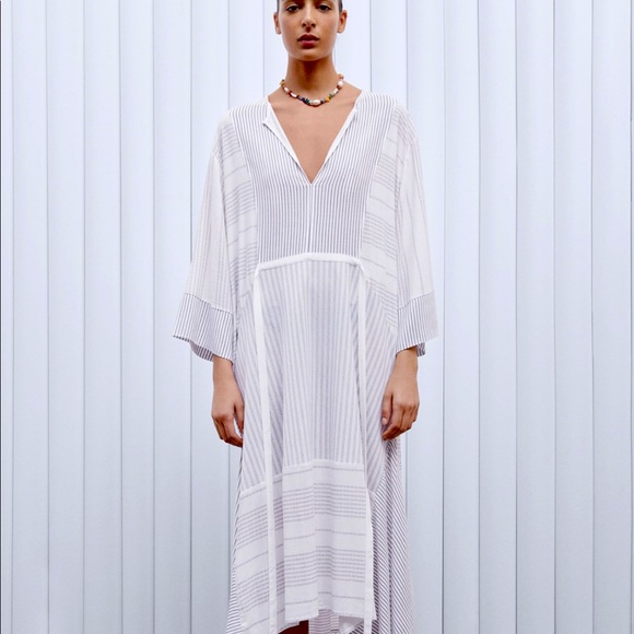 ZARA NEW NWT ASYMMETRIC STRIPED DRESS - Picture 1 of 9